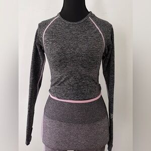VS PINK Charcoal and Light Pink Seamless Long Sleeve Top & Leggings Set Size: S